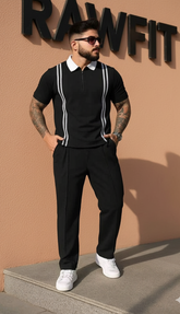 Retro Striped Polo Co-ord Set - | RAWFIT